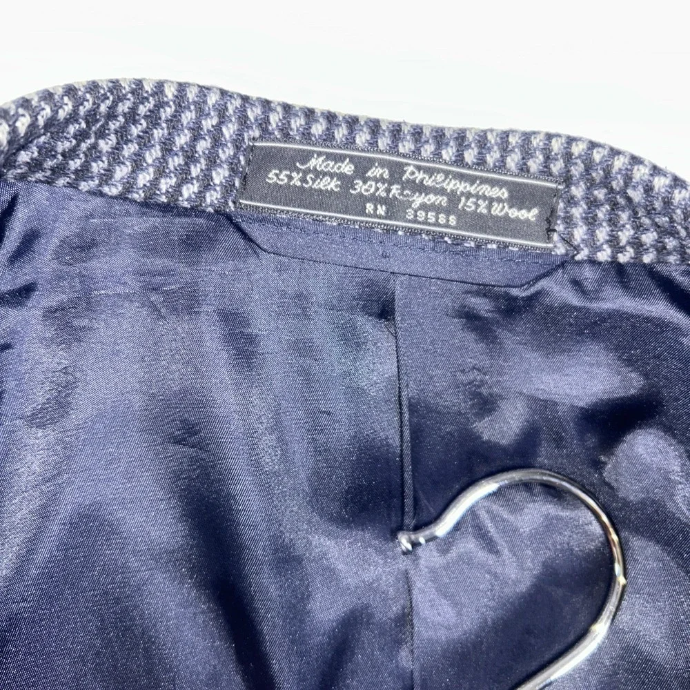 Dario di Napoli‎ Sport Coat Silk Rayon Wool Tweed Jacket 50 Black Gray Blue
